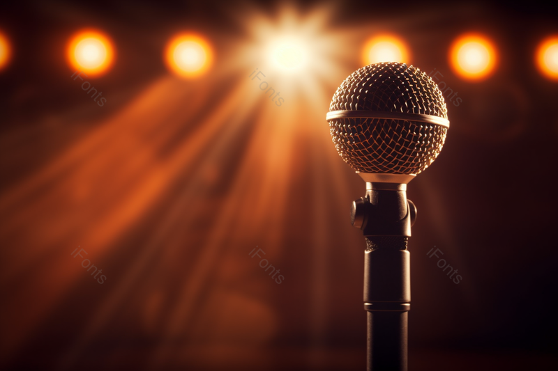 黑色的话筒在舞台中是鼓舞人心的演讲者,高清,摄影图,摄影图片,图片大全,摄影图免费下载